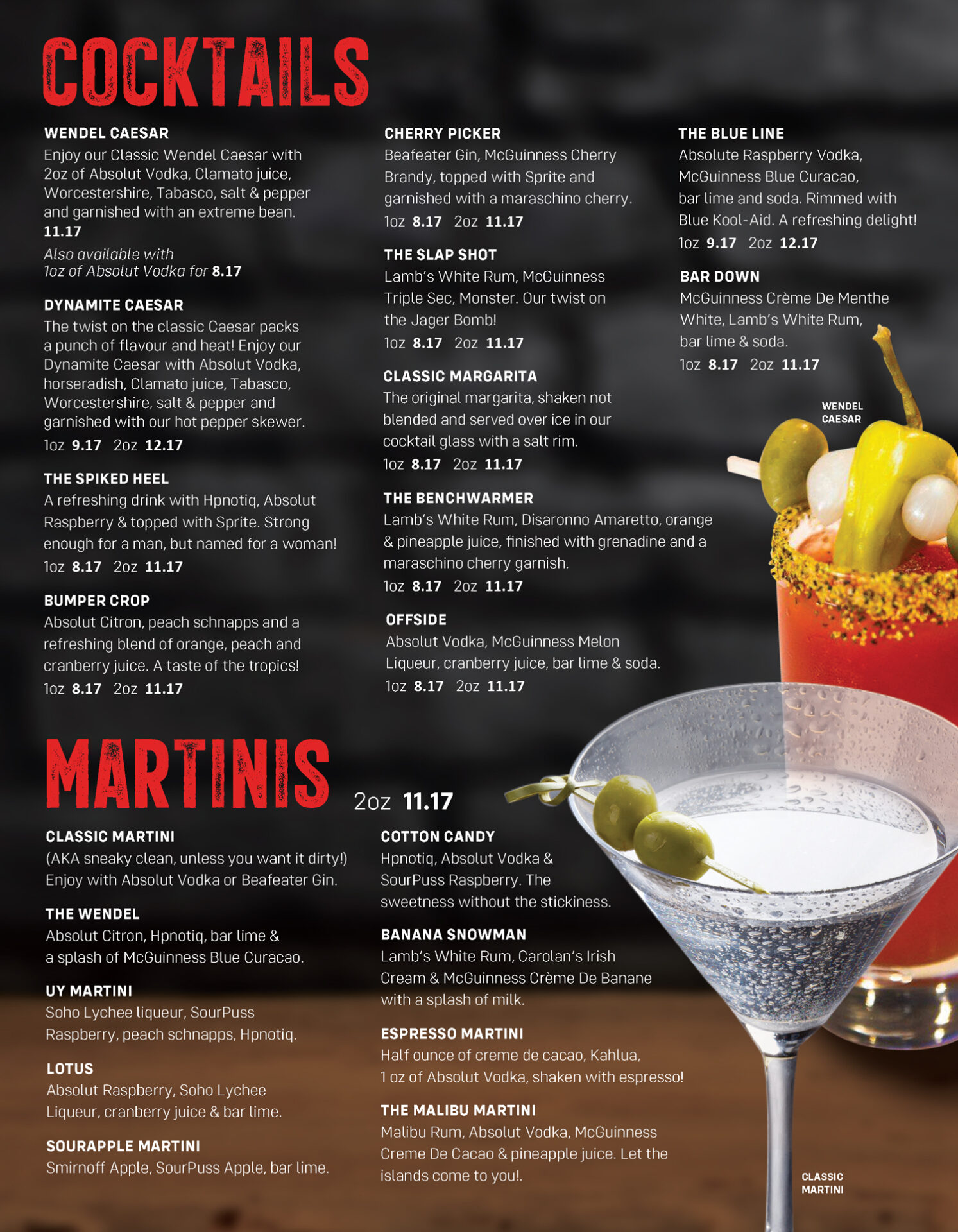 Wendel Clark's Drinks - cocktails, martinis