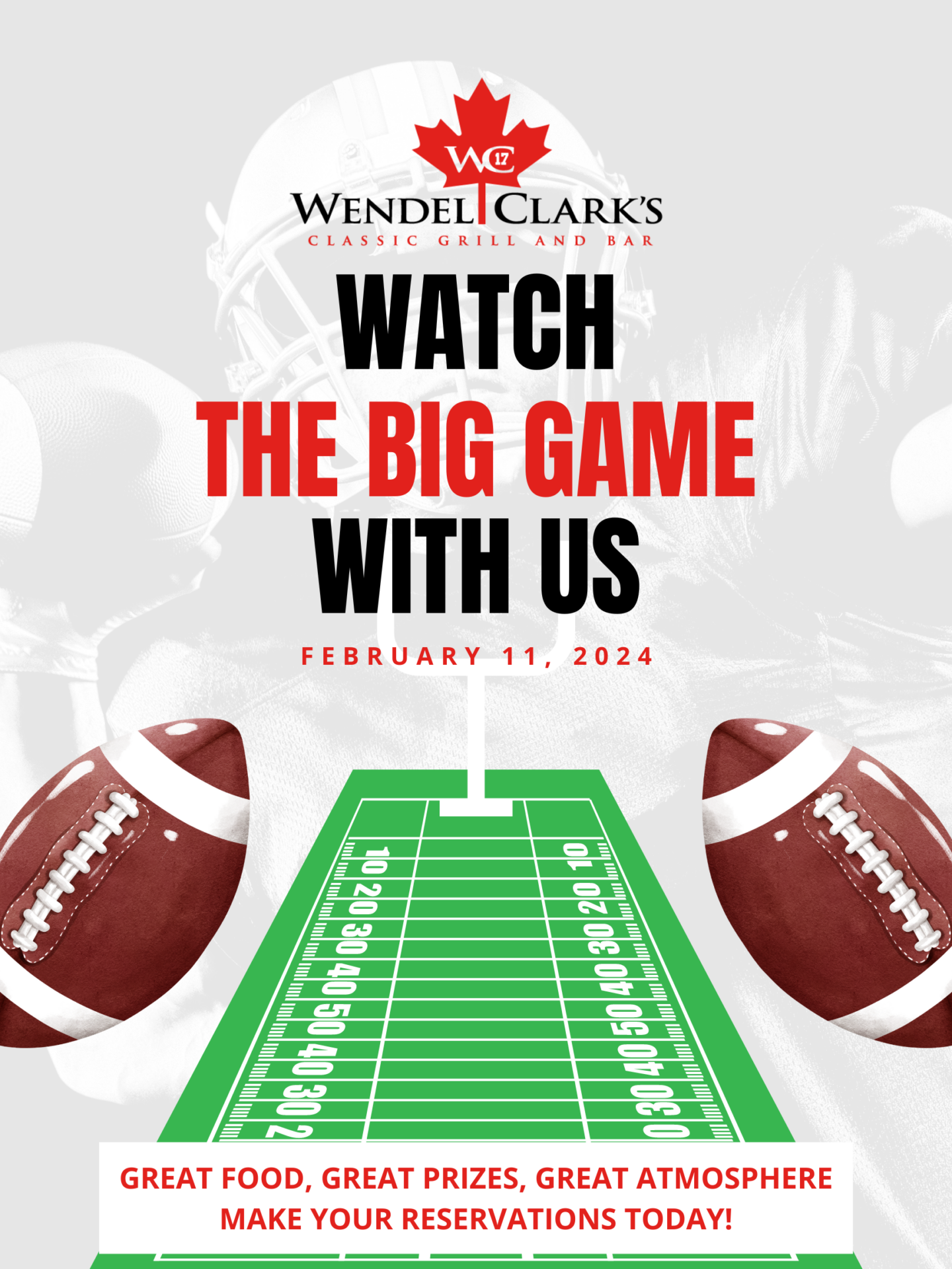 Watch the big game with us - February 11, 2024. Book a table now!